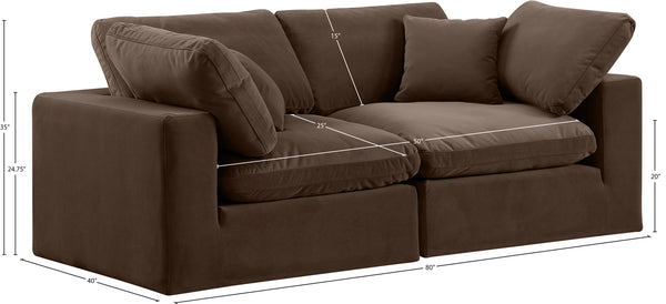 Comfy Brown Velvet Modular Sofa 189Brown-S80 Meridian Furniture