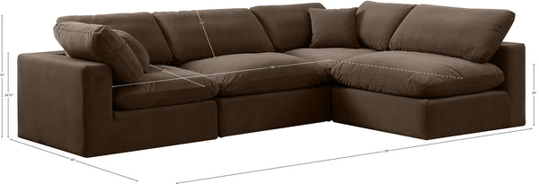 Comfy Brown Velvet Modular Sectional 189Brown-Sec4B Meridian Furniture