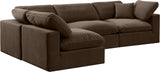 Comfy Brown Velvet Modular Sectional 189Brown-Sec4B Meridian Furniture