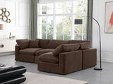 Comfy Brown Velvet Modular Sectional 189Brown-Sec4B Meridian Furniture