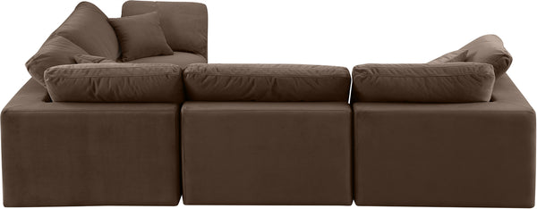 Comfy Brown Velvet Modular Sectional 189Brown-Sec4C Meridian Furniture
