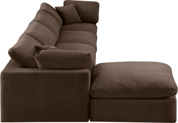 Comfy Brown Velvet Modular Sectional 189Brown-Sec5A Meridian Furniture