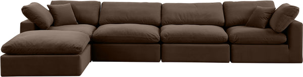 Comfy Brown Velvet Modular Sectional 189Brown-Sec5A Meridian Furniture