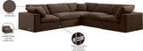 Comfy Brown Velvet Modular Sectional 189Brown-Sec5C Meridian Furniture