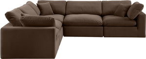 Comfy Brown Velvet Modular Sectional 189Brown-Sec5C Meridian Furniture