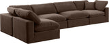 Comfy Brown Velvet Modular Sectional 189Brown-Sec5D Meridian Furniture