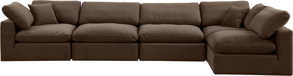 Comfy Brown Velvet Modular Sectional 189Brown-Sec5D Meridian Furniture