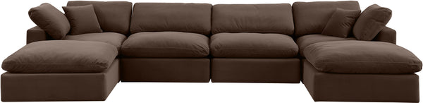 Comfy Brown Velvet Modular Sectional 189Brown-Sec6B Meridian Furniture