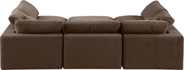 Comfy Brown Velvet Modular Sectional 189Brown-Sec6C Meridian Furniture