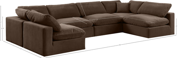 Comfy Brown Velvet Modular Sectional 189Brown-Sec6D Meridian Furniture