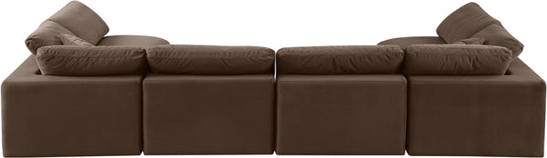 Comfy Brown Velvet Modular Sectional 189Brown-Sec6D Meridian Furniture