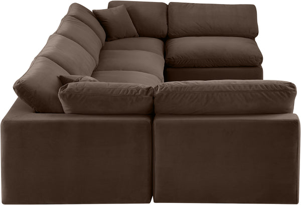 Comfy Brown Velvet Modular Sectional 189Brown-Sec6D Meridian Furniture