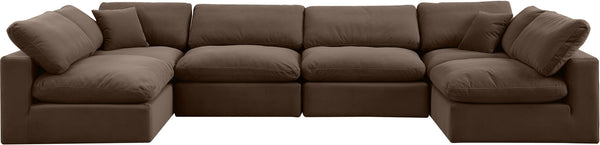 Comfy Brown Velvet Modular Sectional 189Brown-Sec6D Meridian Furniture