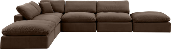 Comfy Brown Velvet Modular Sectional 189Brown-Sec6E Meridian Furniture