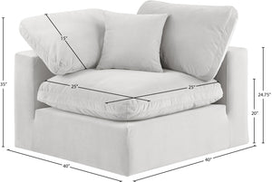 Comfy Cream Velvet Modular Corner Chair 189Cream-Corner Meridian Furniture