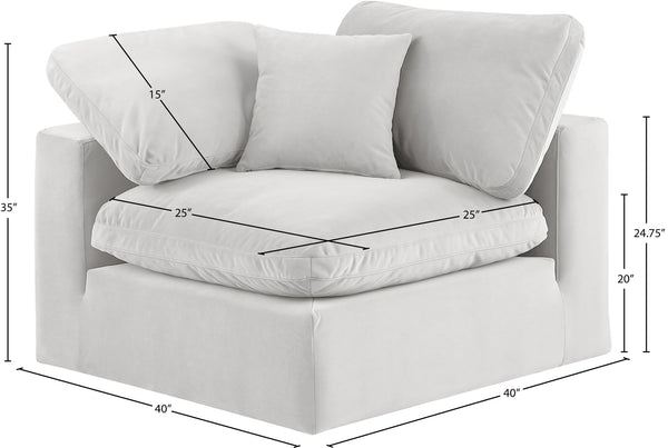 Comfy Cream Velvet Modular Corner Chair 189Cream-Corner Meridian Furniture