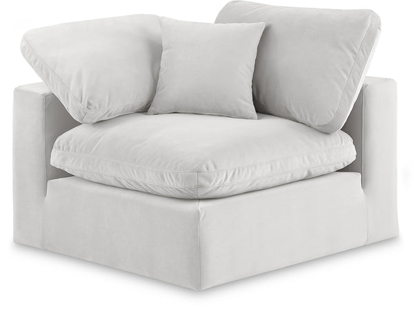 Comfy Cream Velvet Modular Corner Chair 189Cream-Corner Meridian Furniture