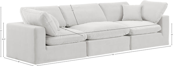 Comfy Cream Velvet Modular Sofa 189Cream-S119 Meridian Furniture