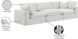 Comfy Cream Velvet Modular Sofa 189Cream-S119 Meridian Furniture