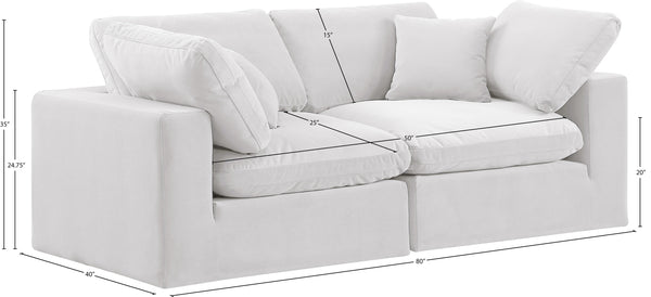 Comfy Cream Velvet Modular Sofa 189Cream-S80 Meridian Furniture