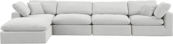 Comfy Cream Velvet Modular Sectional 189Cream-Sec5A Meridian Furniture
