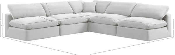 Comfy Cream Velvet Modular Sectional 189Cream-Sec5B Meridian Furniture