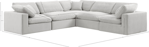Comfy Cream Velvet Modular Sectional 189Cream-Sec5C Meridian Furniture