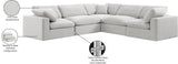 Comfy Cream Velvet Modular Sectional 189Cream-Sec5C Meridian Furniture