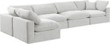 Comfy Cream Velvet Modular Sectional 189Cream-Sec5D Meridian Furniture