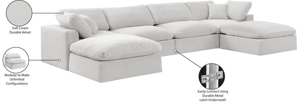Comfy Cream Velvet Modular Sectional 189Cream-Sec6B Meridian Furniture