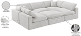 Comfy Cream Velvet Modular Sectional 189Cream-Sec6C Meridian Furniture