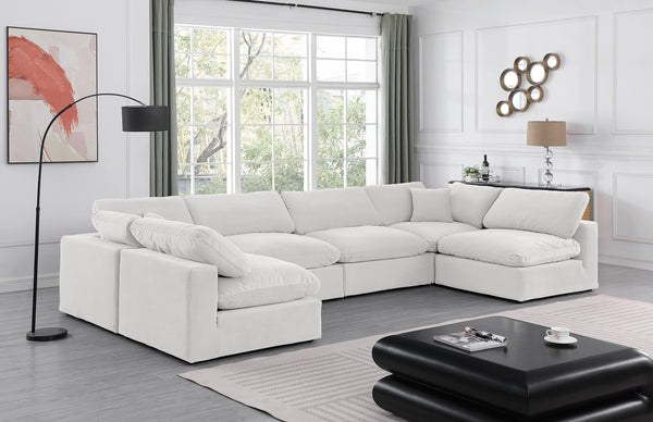 Comfy Cream Velvet Modular Sectional 189Cream-Sec6D Meridian Furniture