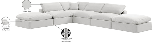 Comfy Cream Velvet Modular Sectional 189Cream-Sec6E Meridian Furniture