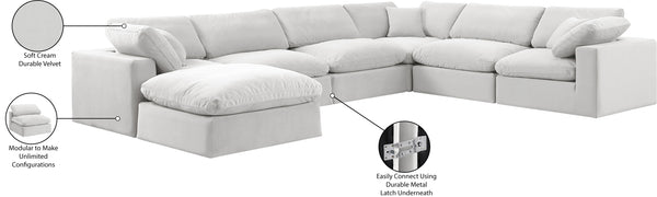 Comfy Cream Velvet Modular Sectional 189Cream-Sec7A Meridian Furniture