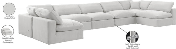 Comfy Cream Velvet Modular Sectional 189Cream-Sec7B Meridian Furniture