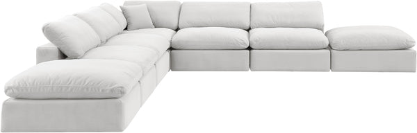 Comfy Cream Velvet Modular Sectional 189Cream-Sec7C Meridian Furniture