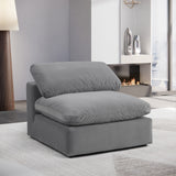 Comfy Grey Velvet Modular Armless Chair 189Grey-Armless Meridian Furniture