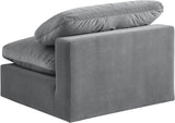 Comfy Grey Velvet Modular Armless Chair 189Grey-Armless Meridian Furniture