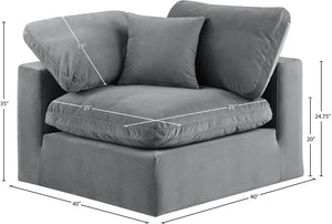 Comfy Grey Velvet Modular Corner Chair 189Grey-Corner Meridian Furniture