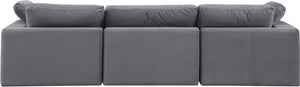 Comfy Grey Velvet Modular Sofa 189Grey-S119 Meridian Furniture