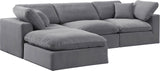 Comfy Grey Velvet Modular Sectional 189Grey-Sec4A Meridian Furniture