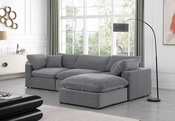 Comfy Grey Velvet Modular Sectional 189Grey-Sec4A Meridian Furniture