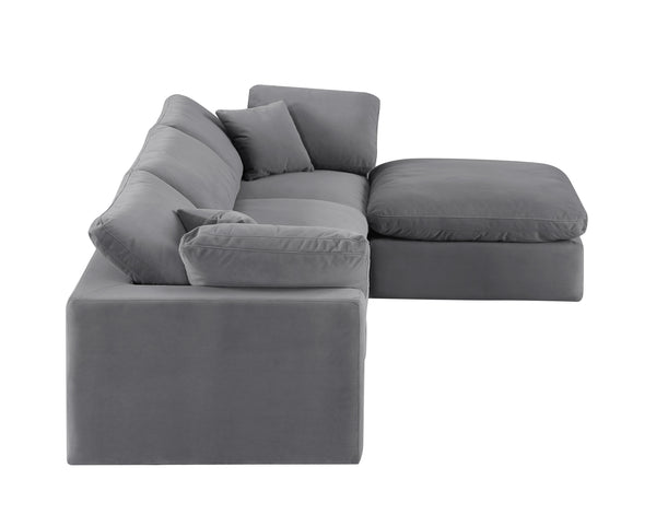 Comfy Grey Velvet Modular Sectional 189Grey-Sec4A Meridian Furniture