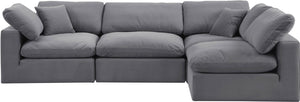 Comfy Grey Velvet Modular Sectional 189Grey-Sec4B Meridian Furniture
