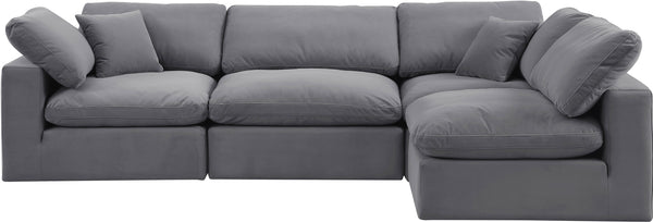 Comfy Grey Velvet Modular Sectional 189Grey-Sec4B Meridian Furniture
