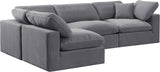 Comfy Grey Velvet Modular Sectional 189Grey-Sec4B Meridian Furniture