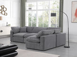 Comfy Grey Velvet Modular Sectional 189Grey-Sec4B Meridian Furniture