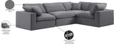 Comfy Grey Velvet Modular Sectional 189Grey-Sec4C Meridian Furniture