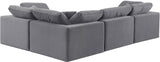 Comfy Grey Velvet Modular Sectional 189Grey-Sec4C Meridian Furniture