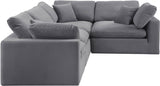 Comfy Grey Velvet Modular Sectional 189Grey-Sec4C Meridian Furniture